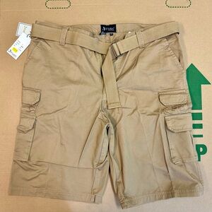 Men's Tan Cargo Shorts with Belt Size 44W
